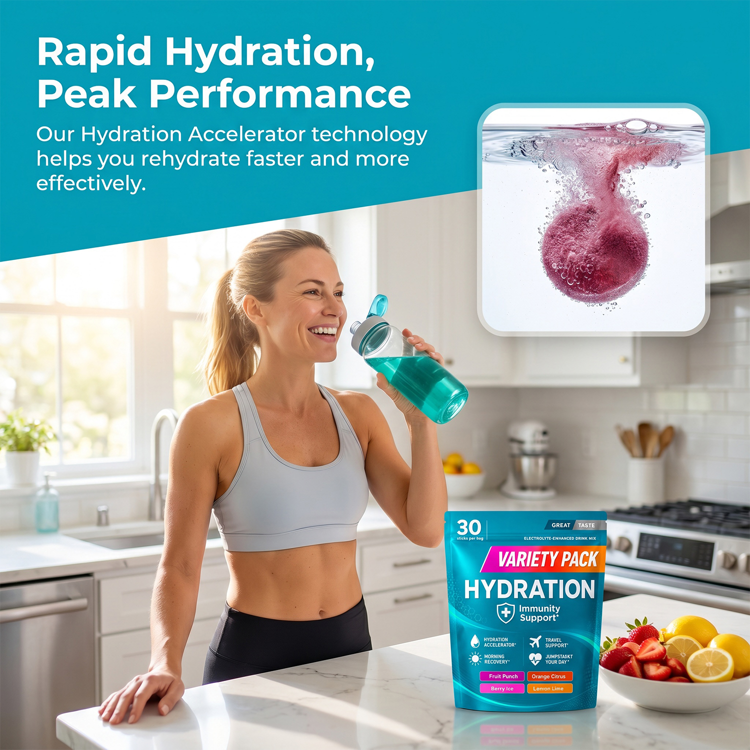 OLLI Custom Support Hydration Immunity Boost Energy Recovery Hydration Accelerator Electrolyte Drink Mix Powder For Woman