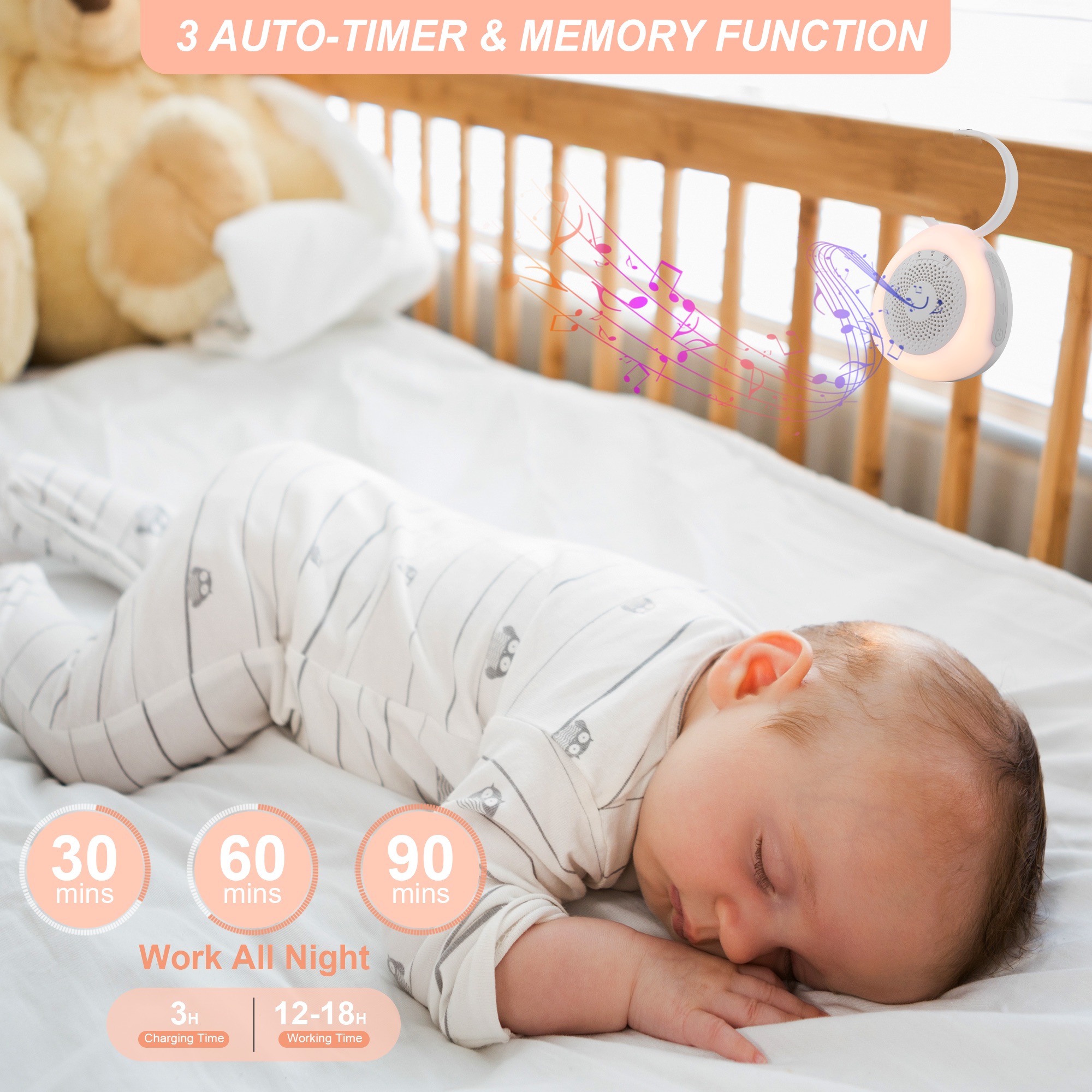 New Small White Noise Soothing Sound Machine Nature Sound Machine the Original Shh Calming Sound Machine Baby Sleep Night Light