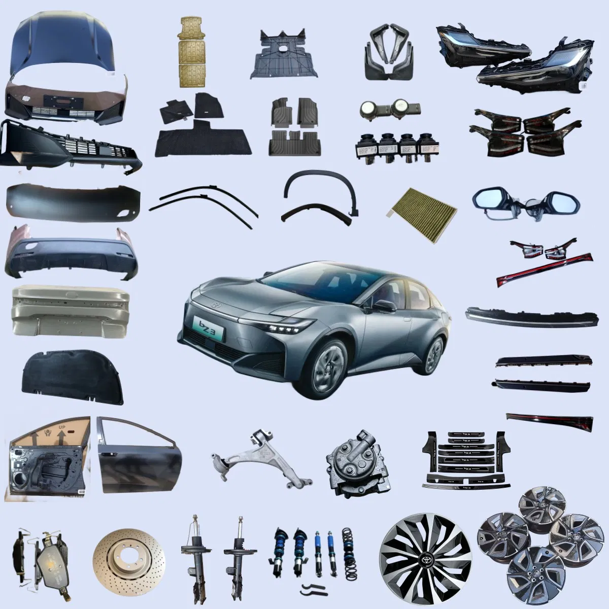 for Toyota Bz4X/Bz3 Original Car Accessories Air/Cabin/Oil Filter Body Kit Bumpers Shock Absorber Lamps Alloy Golden Forged Wheel Rim Headlight Door Spare Parts