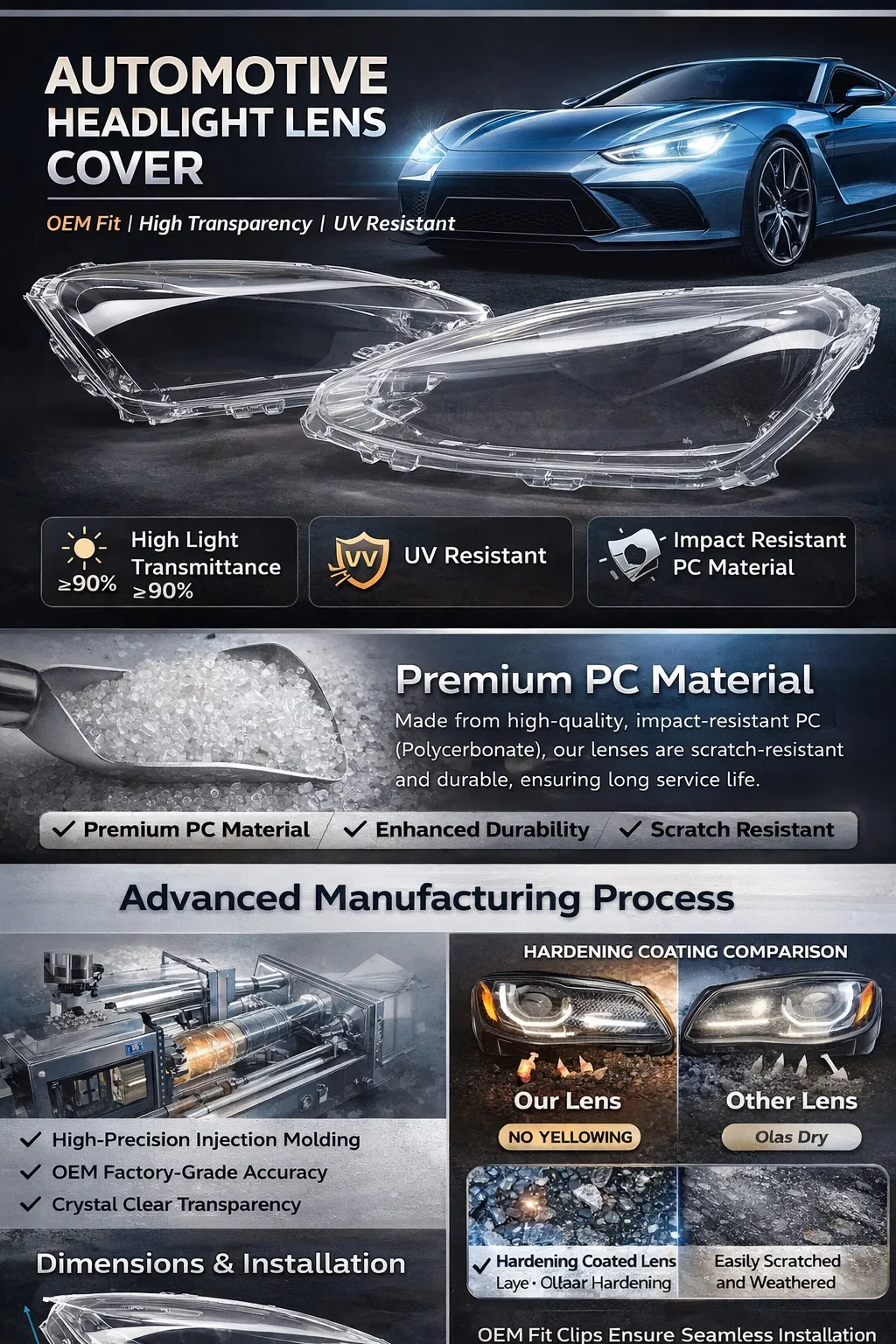 Lincoln MKZ Headlight Lens Cover Banner