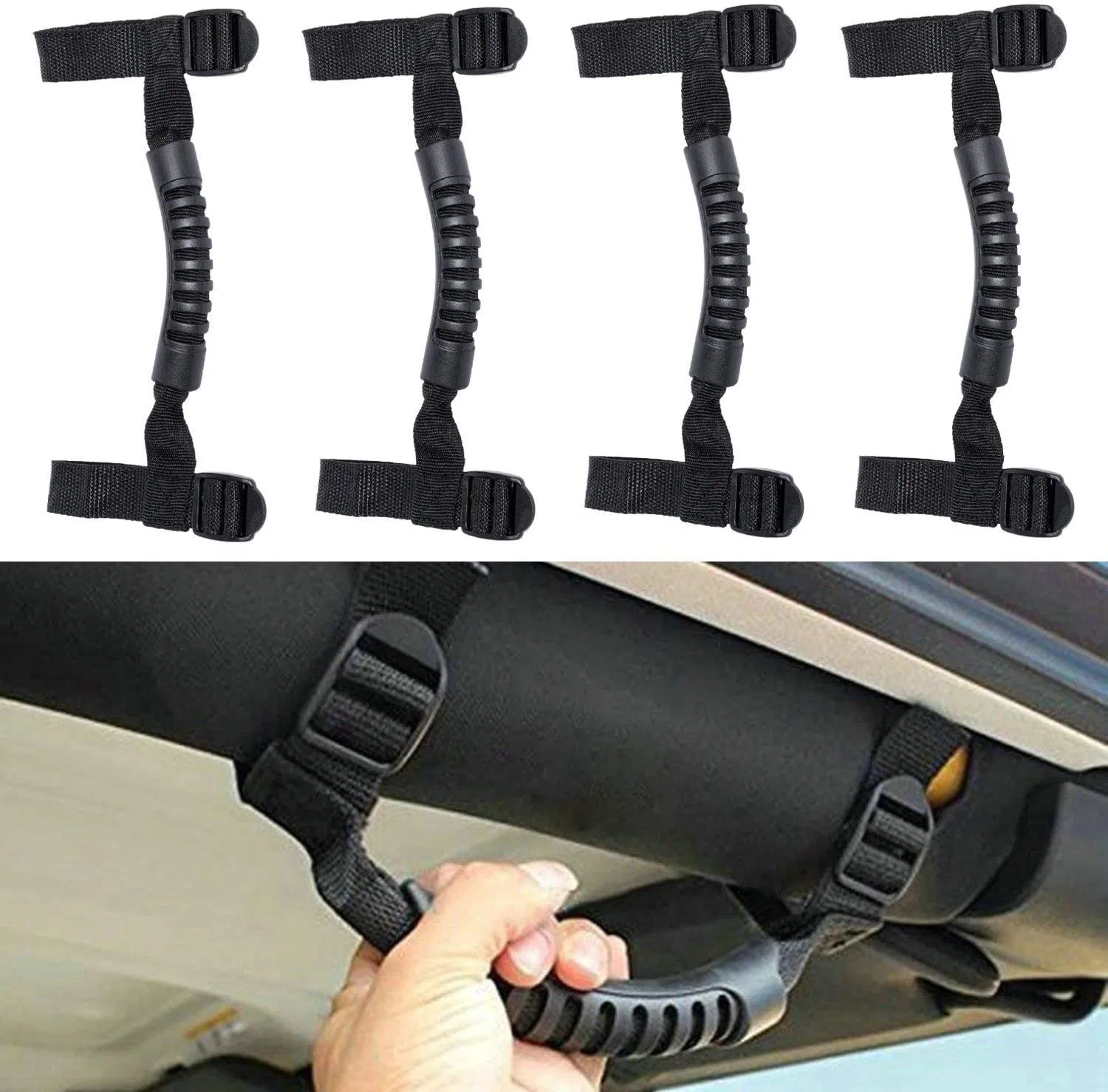 Polyester Car Interior Roof Handle with Hook Loop Tapes Car Accessories for Parts off-Road Safety Grip Handle Belt