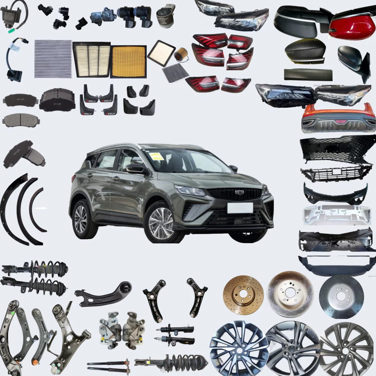 Geely Coolray Car Accessories Air Filter Body Kit Front/Rear Bumper Rim Alloy Wheel Suspension Shock Absorber Lamp Original Auto/Car Spare Parts Brake Pads