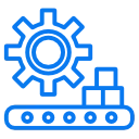 Mass production full scale manufacturing process step icon