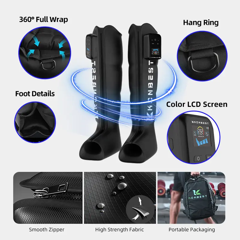 High-Quality 2026 New Arrival Air Compression Leg Massager Model 9490ProE – Dual Leg/One Leg Optional, Colored LCD, Detachable Motor Supplier, Factory
