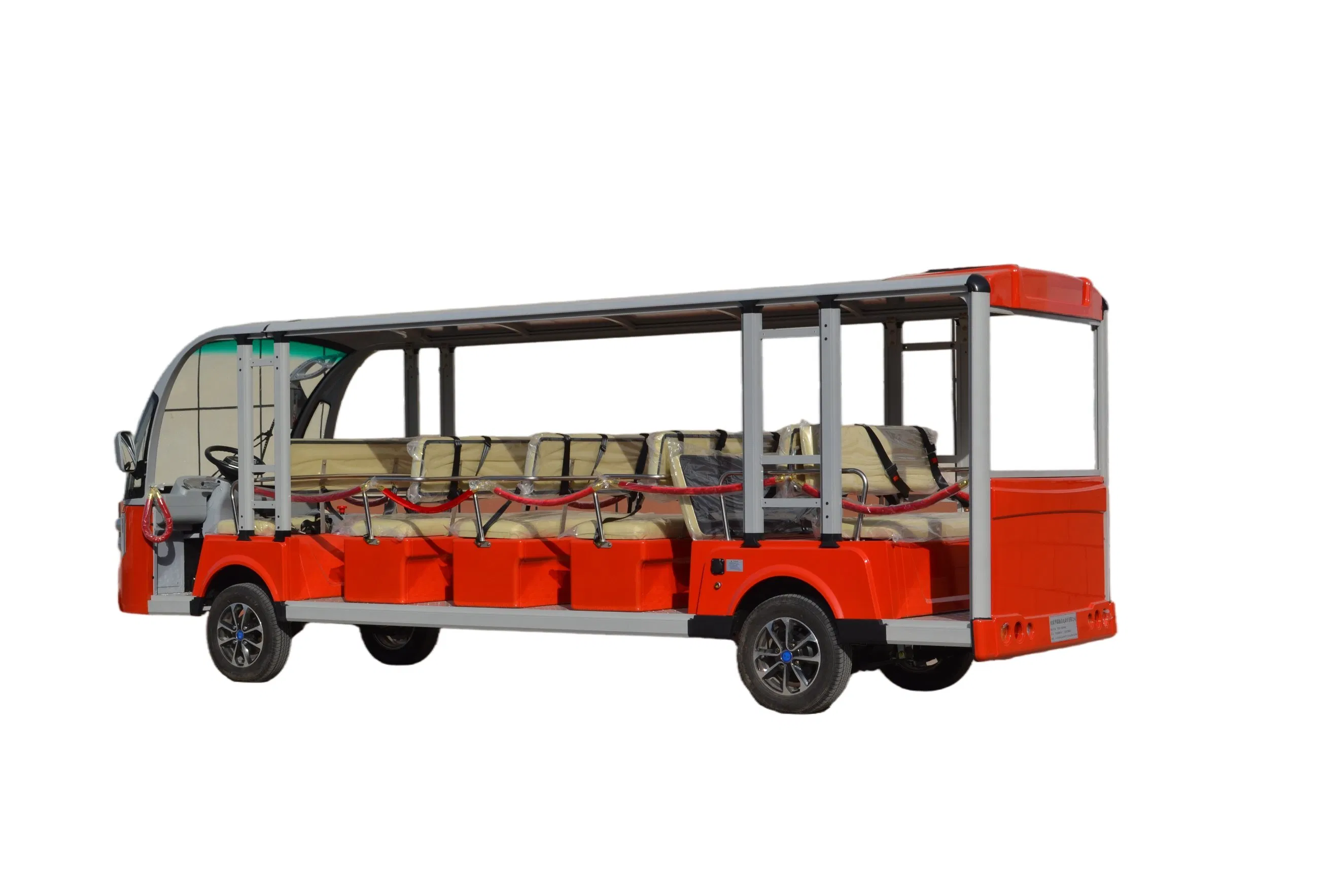 عربة سياحية كهربائية مدمجة 17-Seater مع حجرة شحن خلفية لأمتعة الزوار في المعالم السياحية