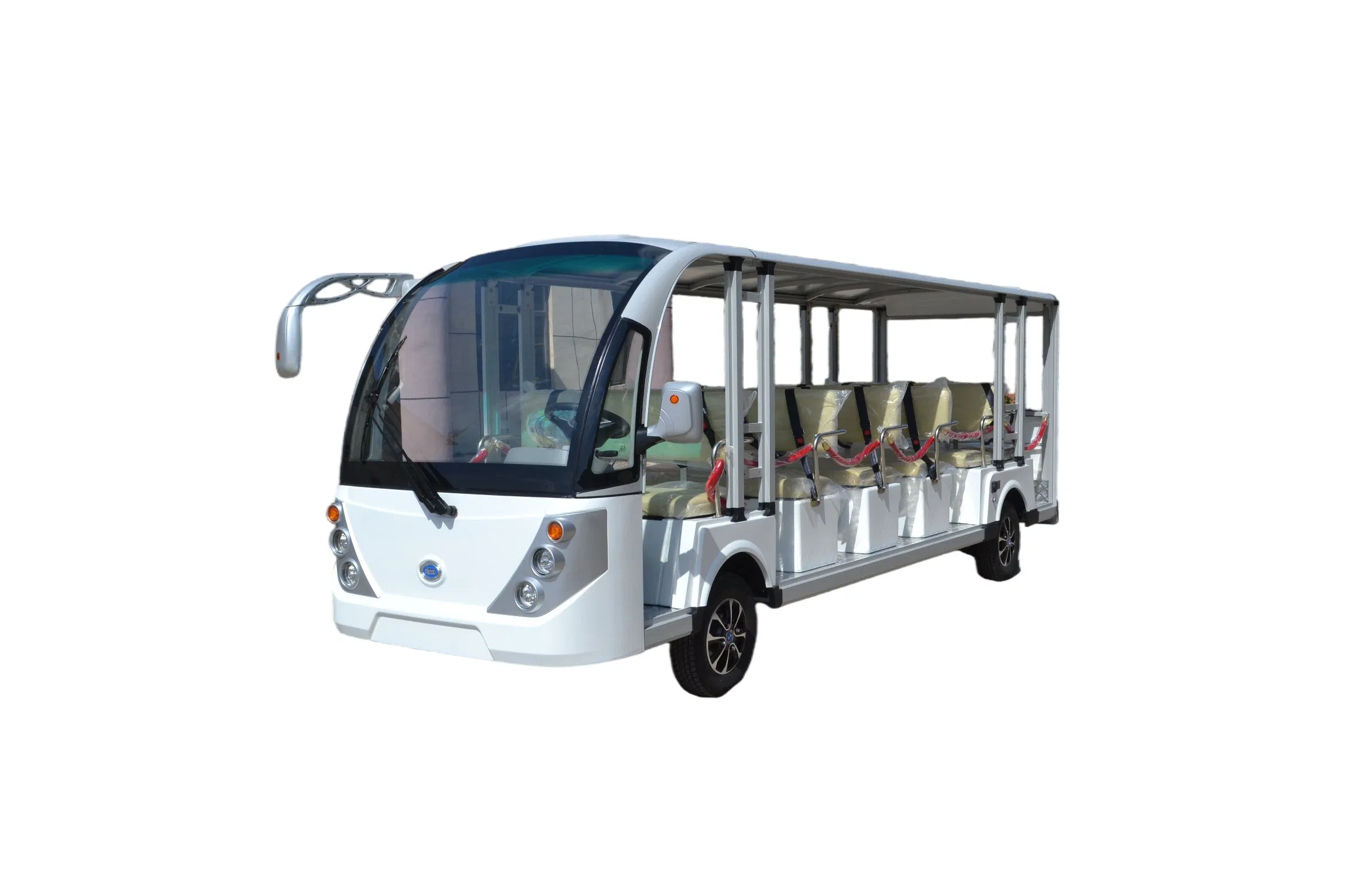 عربة سياحية كهربائية مدمجة 17-Seater مع حجرة شحن خلفية لأمتعة الزوار في المعالم السياحية