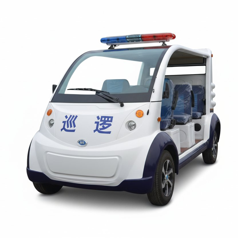 8-Seat 72V سيارة دورية كهربائية للأمن سيارة دورية للأمن للمجتمع والمصنع