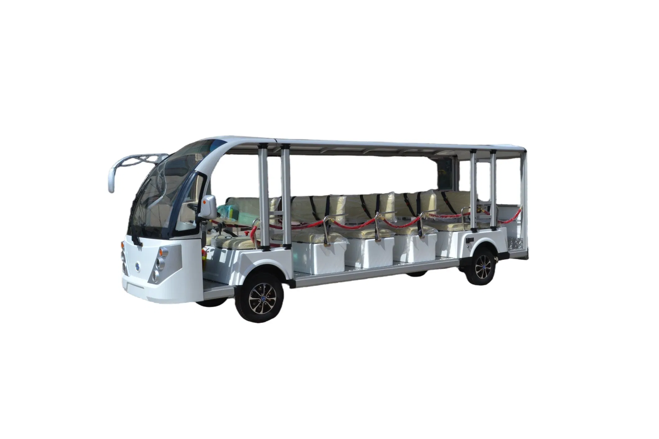 عربة سياحية كهربائية مدمجة 17-Seater مع حجرة شحن خلفية لأمتعة الزوار في المعالم السياحية