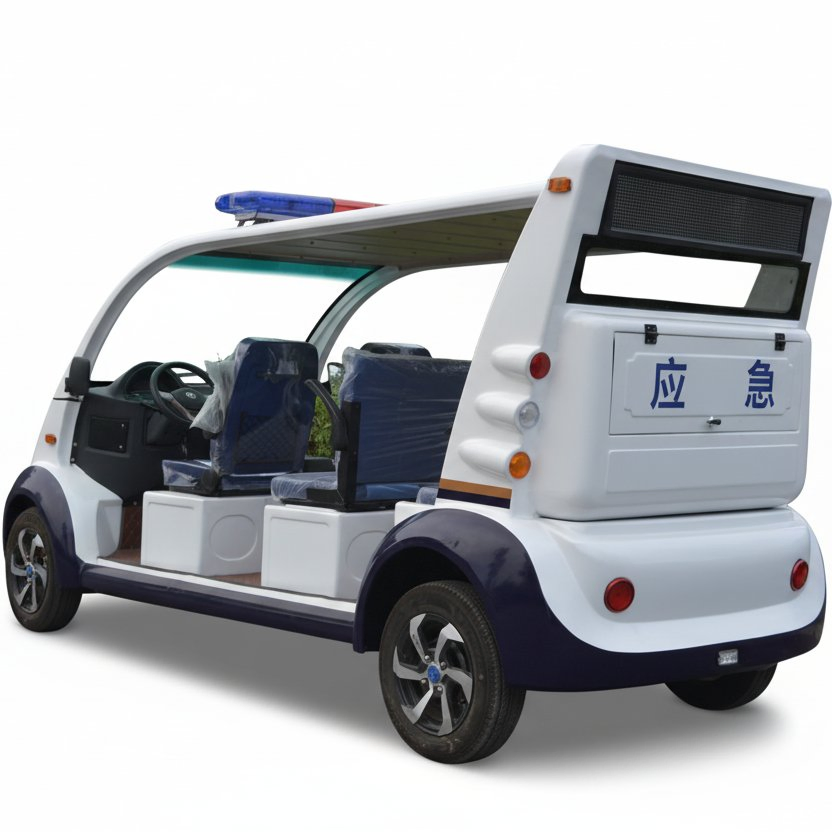 8-Seat 72V سيارة دورية كهربائية للأمن سيارة دورية للأمن للمجتمع والمصنع
