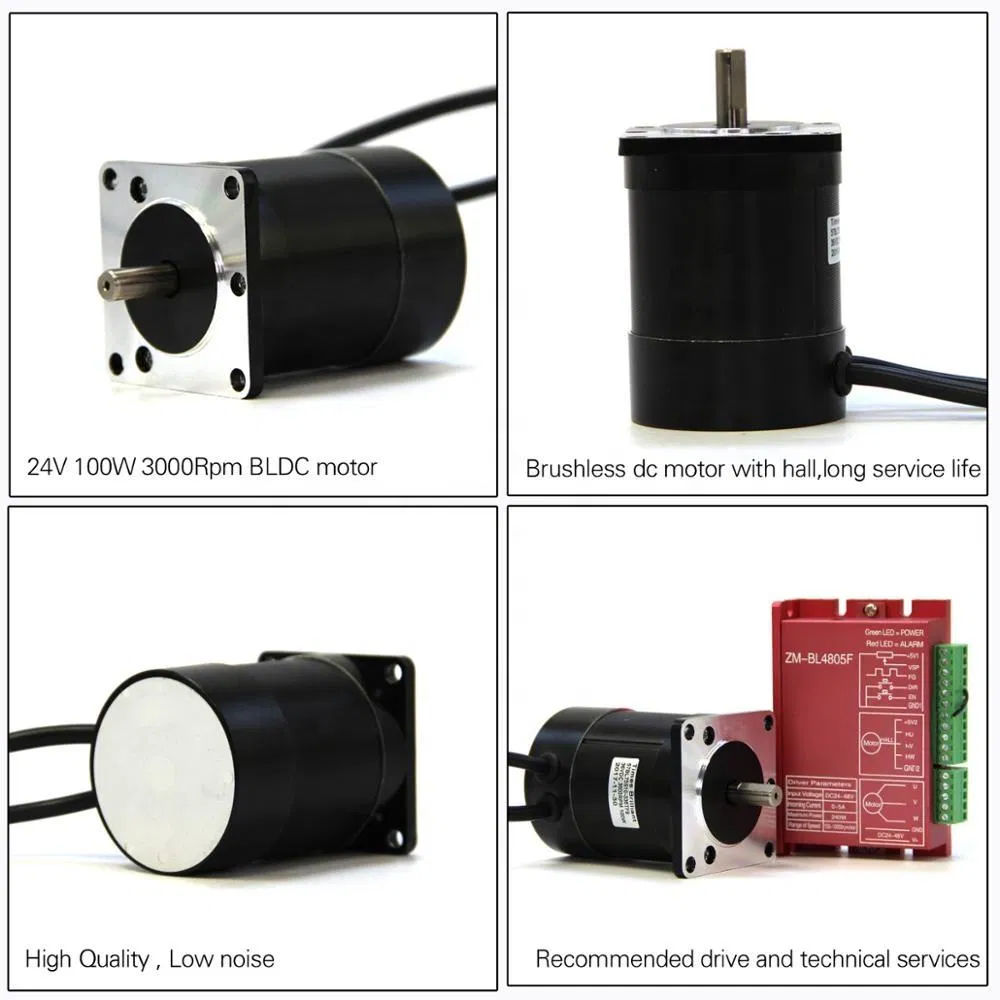 DC Electric 3 Phase Permanent Magnet Brushless BLDC Motor (57mm flange 24V 100W 3000rpm)