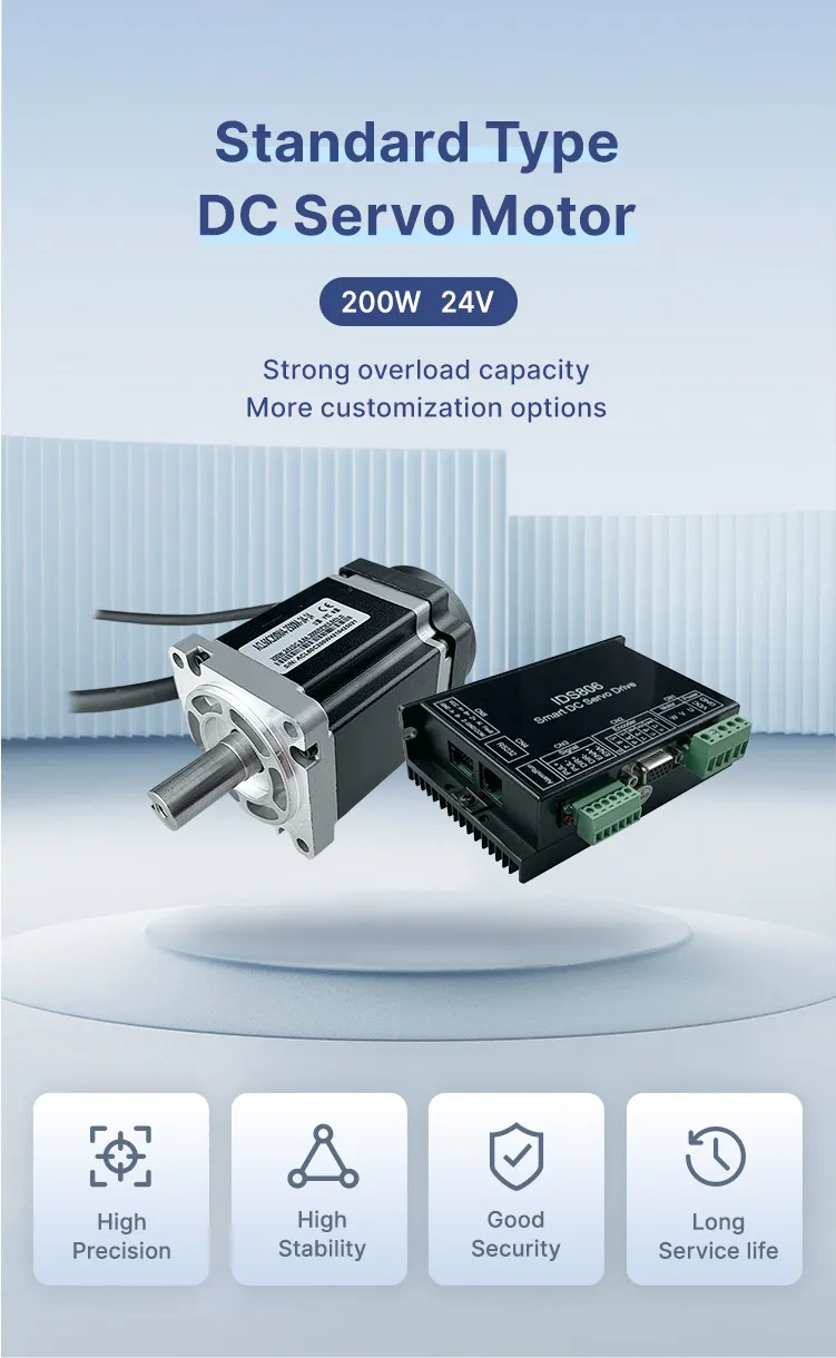 200W 24V 3000rpm Torque 0.64nm DC Servo Motor with Drive