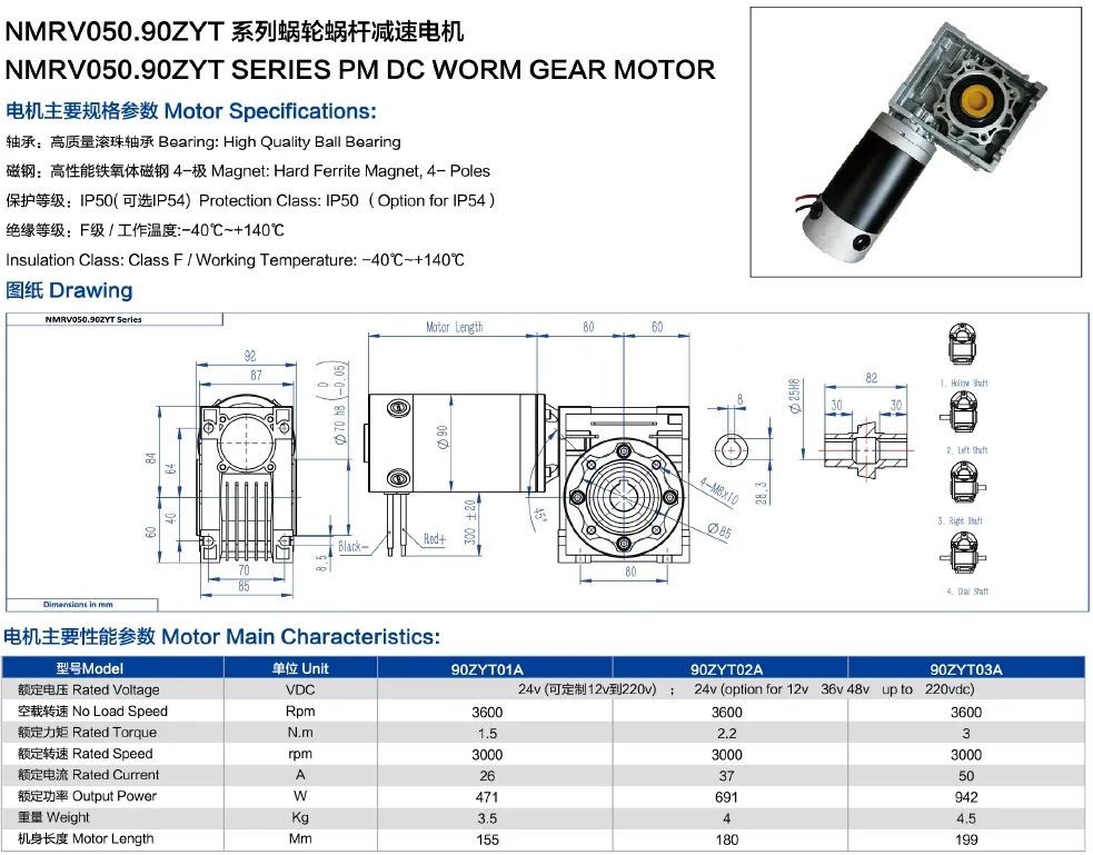 Typical Brushed DC Gear Motor Variations