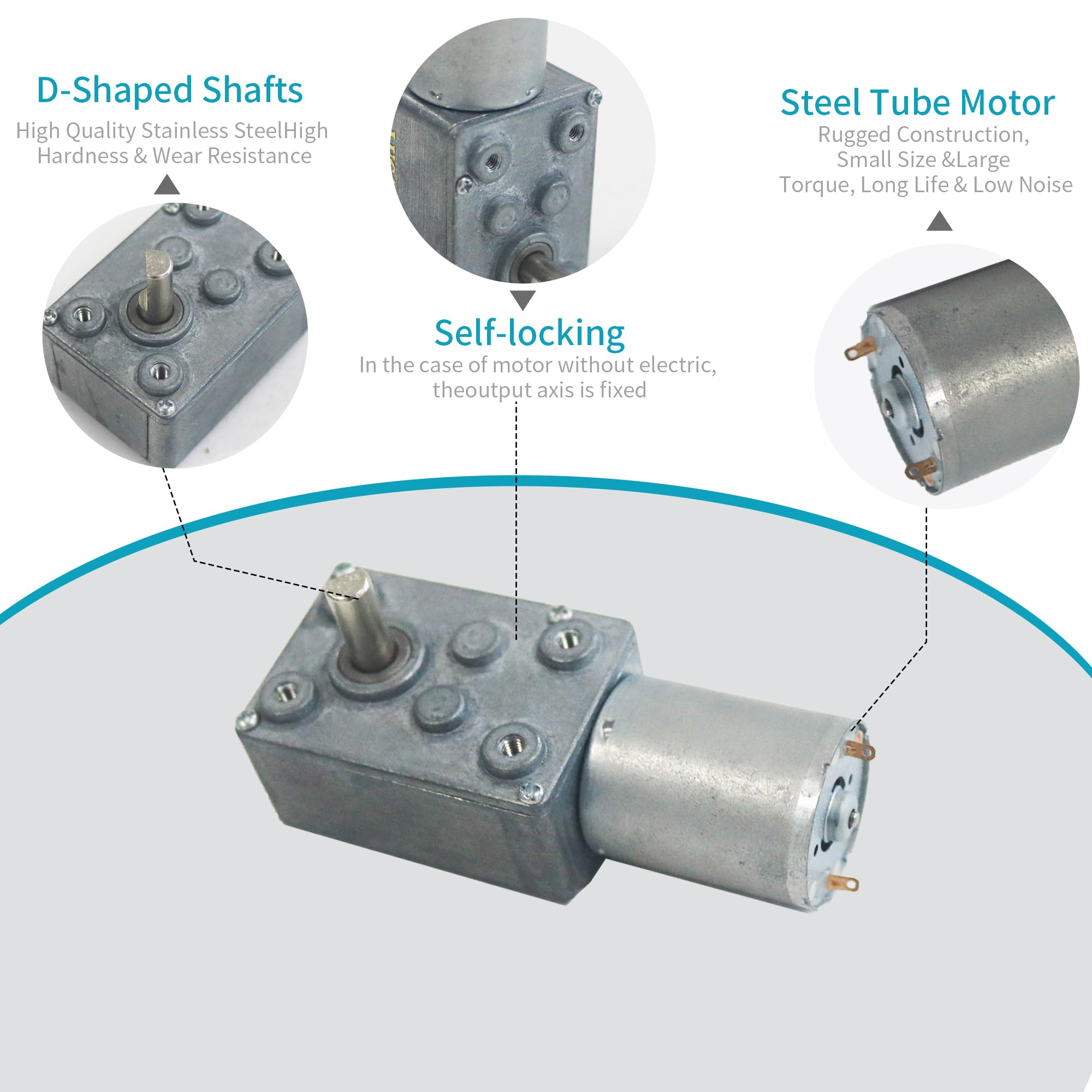 JSX-370 12V DC Motor Micro Worm Gear Motor Reverse High Torque Reducer Self-lock 12 Volt Engine 24V Electric Motor