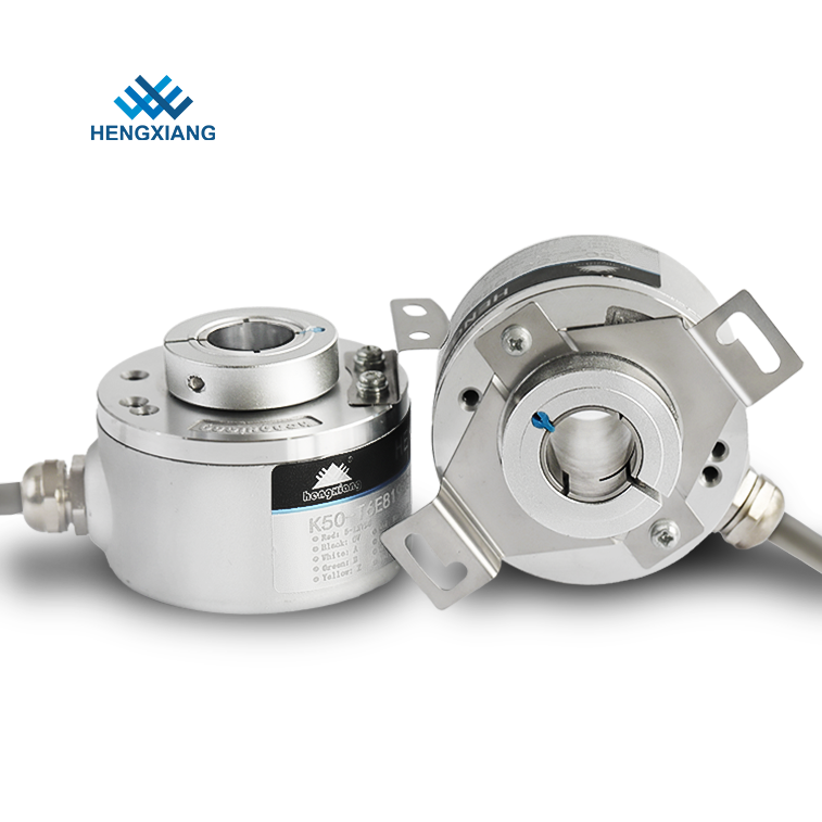 K50 Incremental Hollow Shaft Encoder Motor DC 12V-24V High Resolution 23040P/R IP50/IP65 Spring Plate Type