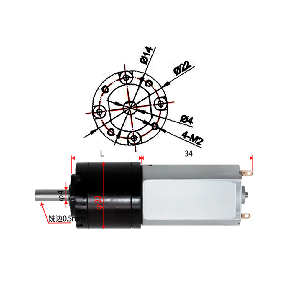 24V High-torque Gear Speed-adjustable Micro Low-speed DC Motor, Small Motor 22PGM180 Planetary 12V Gear Reducer Motor
