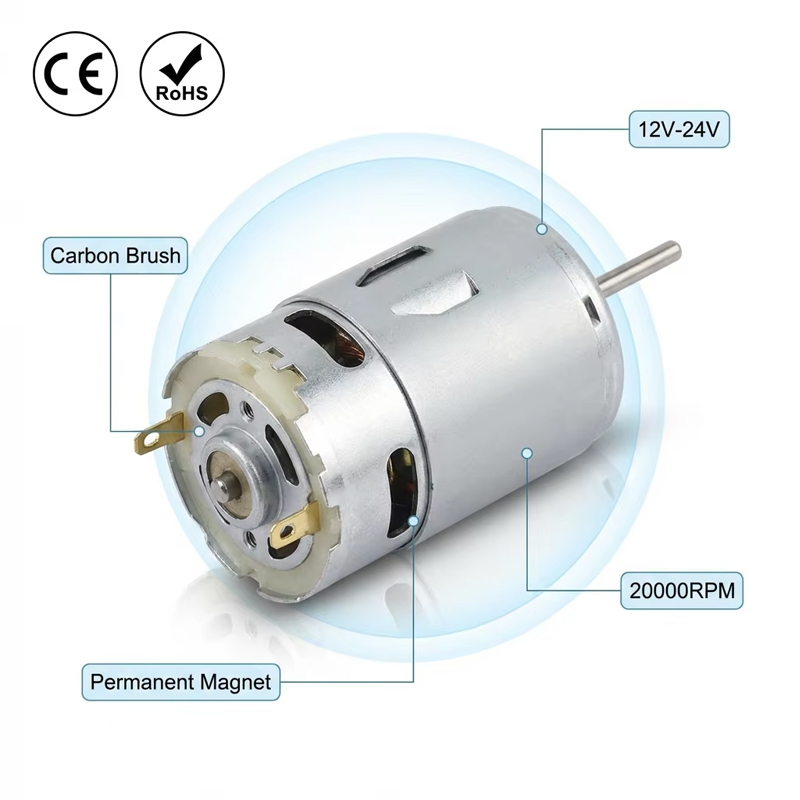 RS-385 Carbon Brush PMDC Motor 12V 24V 8000-20000RPM High Torque Speed Permanent Magnet Micro Electric Motor for Pump DIY OEM CE