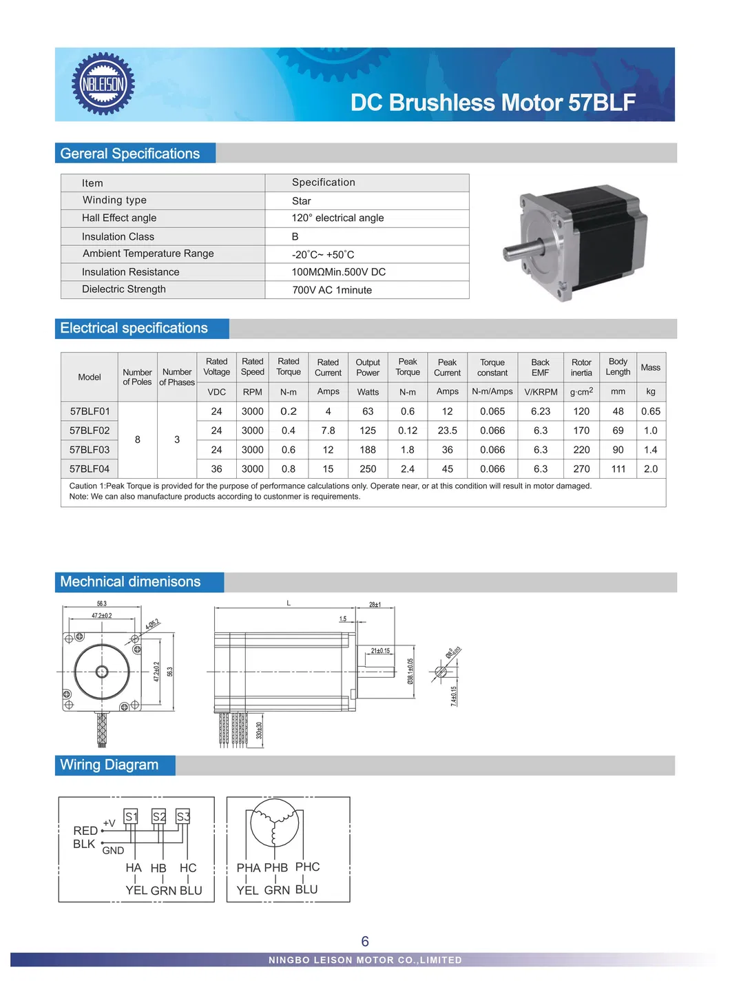 57mm BLDC Brushless DC Motor