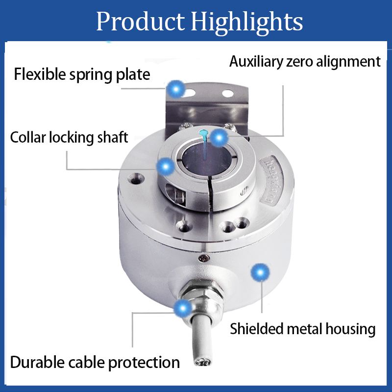 K50 Incremental Hollow Shaft Encoder Motor DC 12V-24V High Resolution 23040P/R IP50/IP65 Spring Plate Type