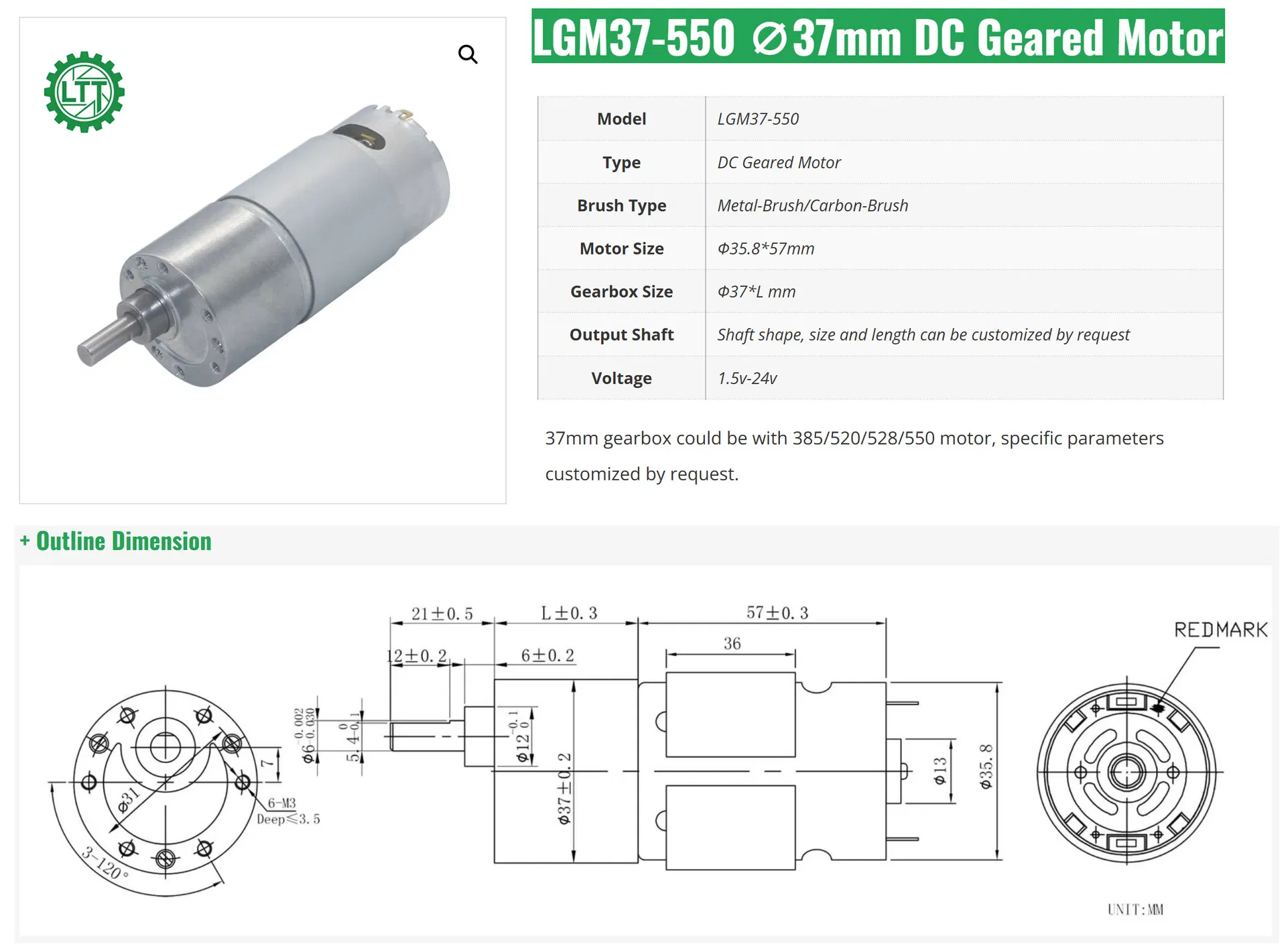 37mm DC Motor Details