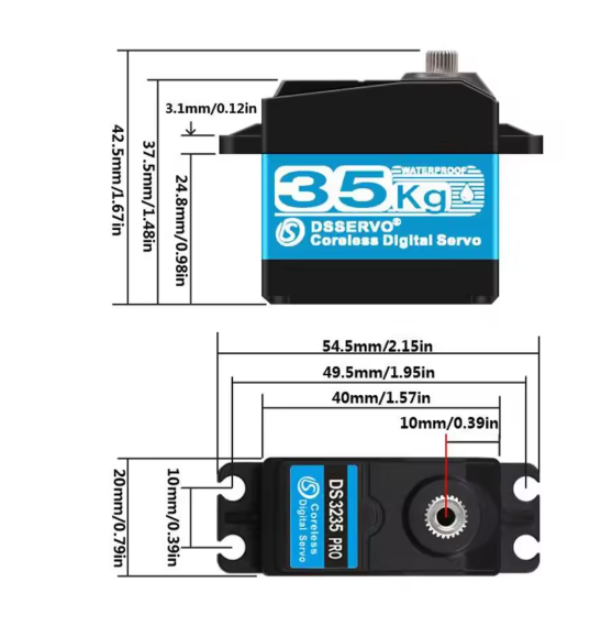 Waterproof DS3235 Coreless Servo High-speed 35KG Digital Servo Motor, Suitable for 1/8, 1/10, 1/12 Scale RC Carts