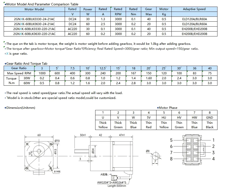 Motor Technical Dimensions