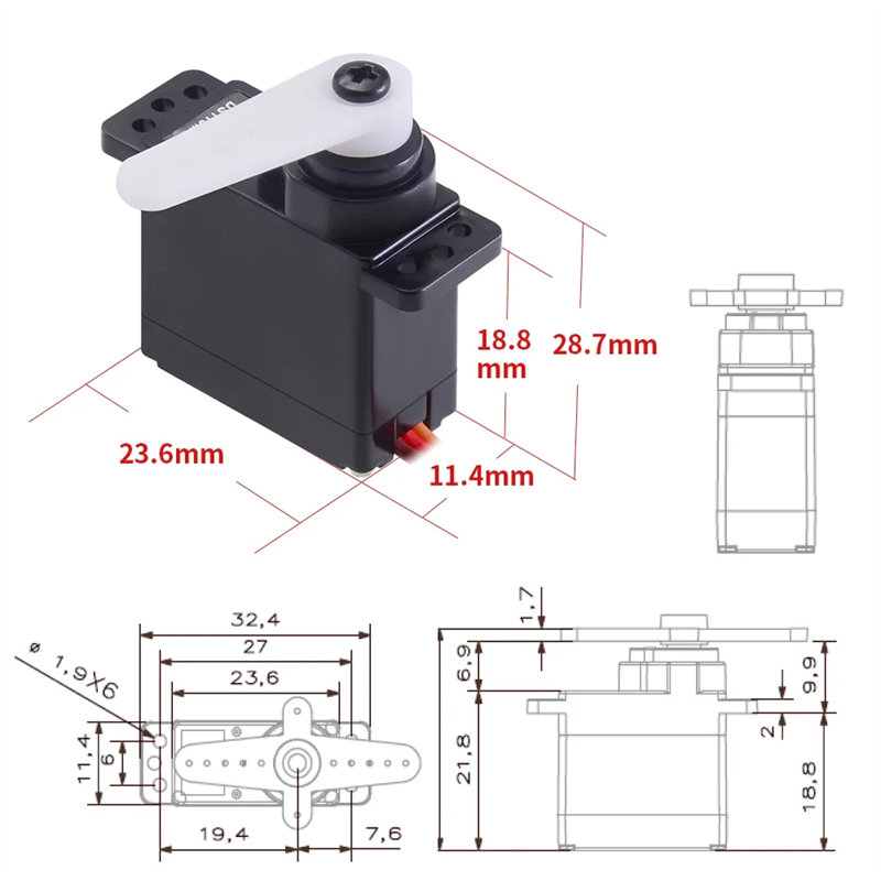 NEW KST DS113MG V6.0 Coreless DC Motor Micro Digital Servo Hardened Steel Gear 3.5kg 0.09sec Electric RC Airplane Parts