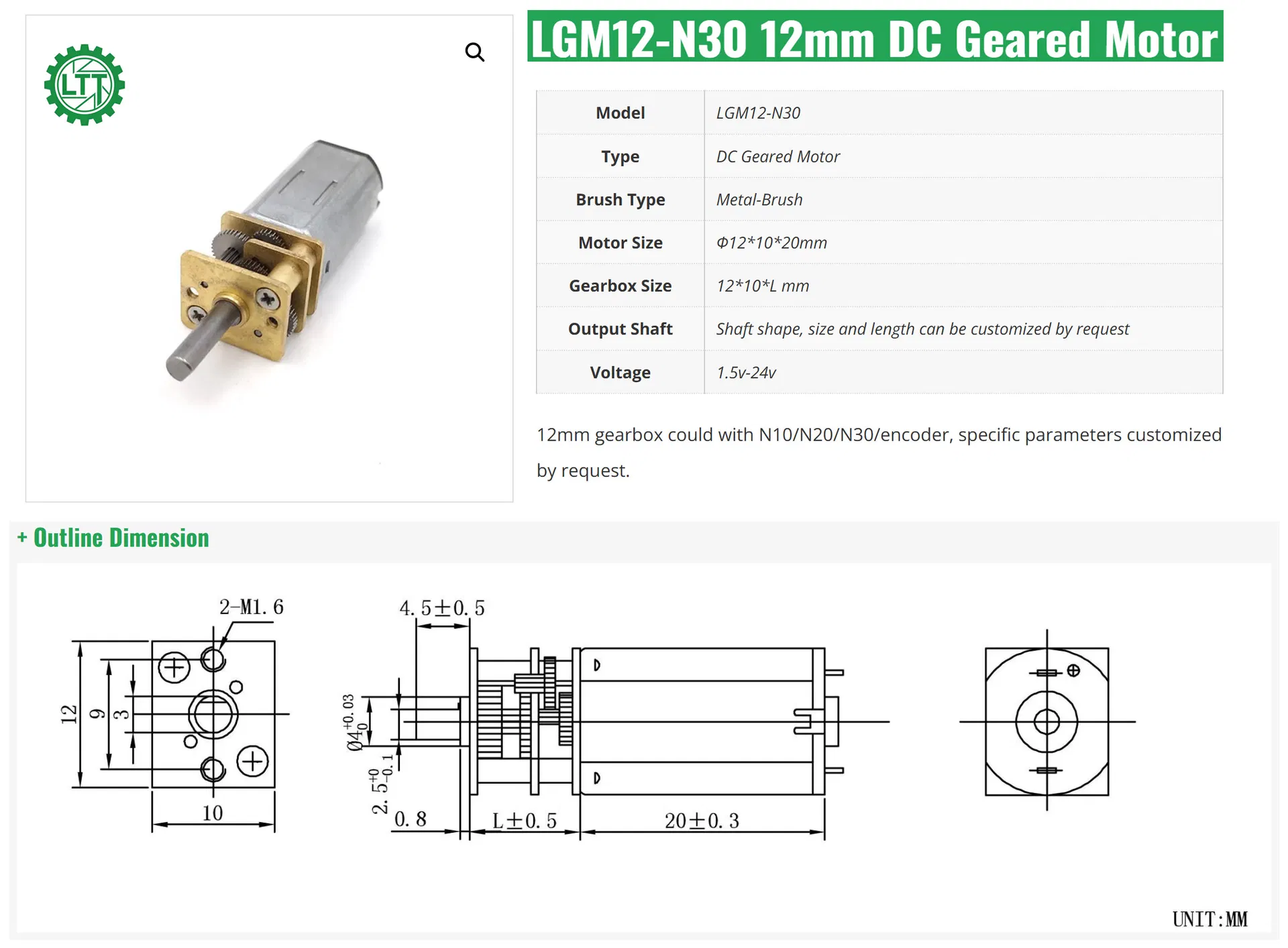 Micro DC Gear Motor View 2