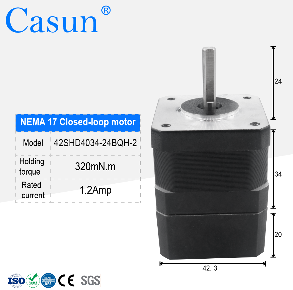 Nema 17 Hybrid Stepper Motor High Torque 1.2A 42x34mm 320mN.m Closed Loop ROHS Industrial Permanent Magnet Step Motor Encoder