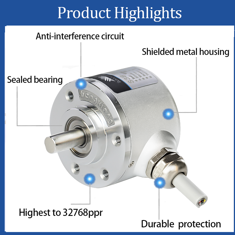 S38 Outer Diameter 38mm 50-1000 Pulse Small Incremental encoder Interrupt Ip65 TTL Dc5v Rotary encoder For CNC