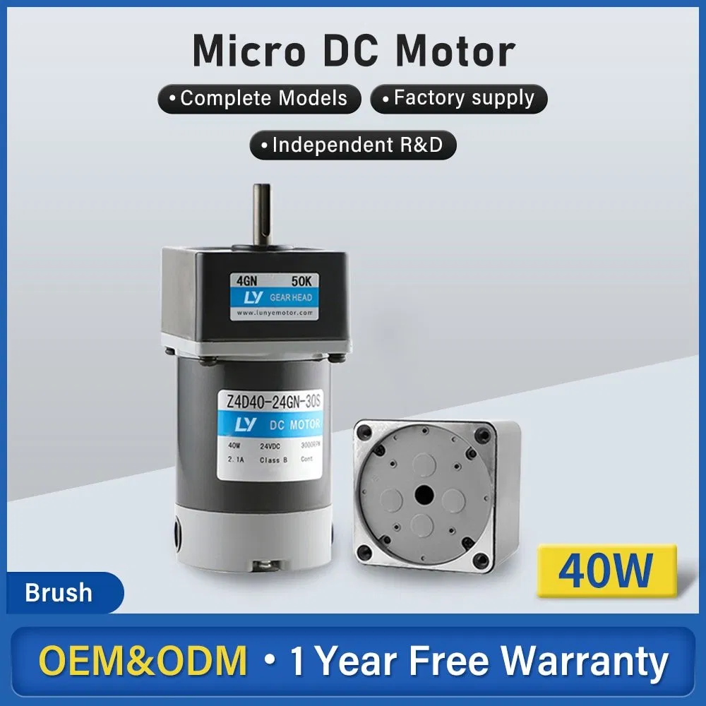 40W Micro Reversible Brushed DC Geared Motor for Automation Equipment