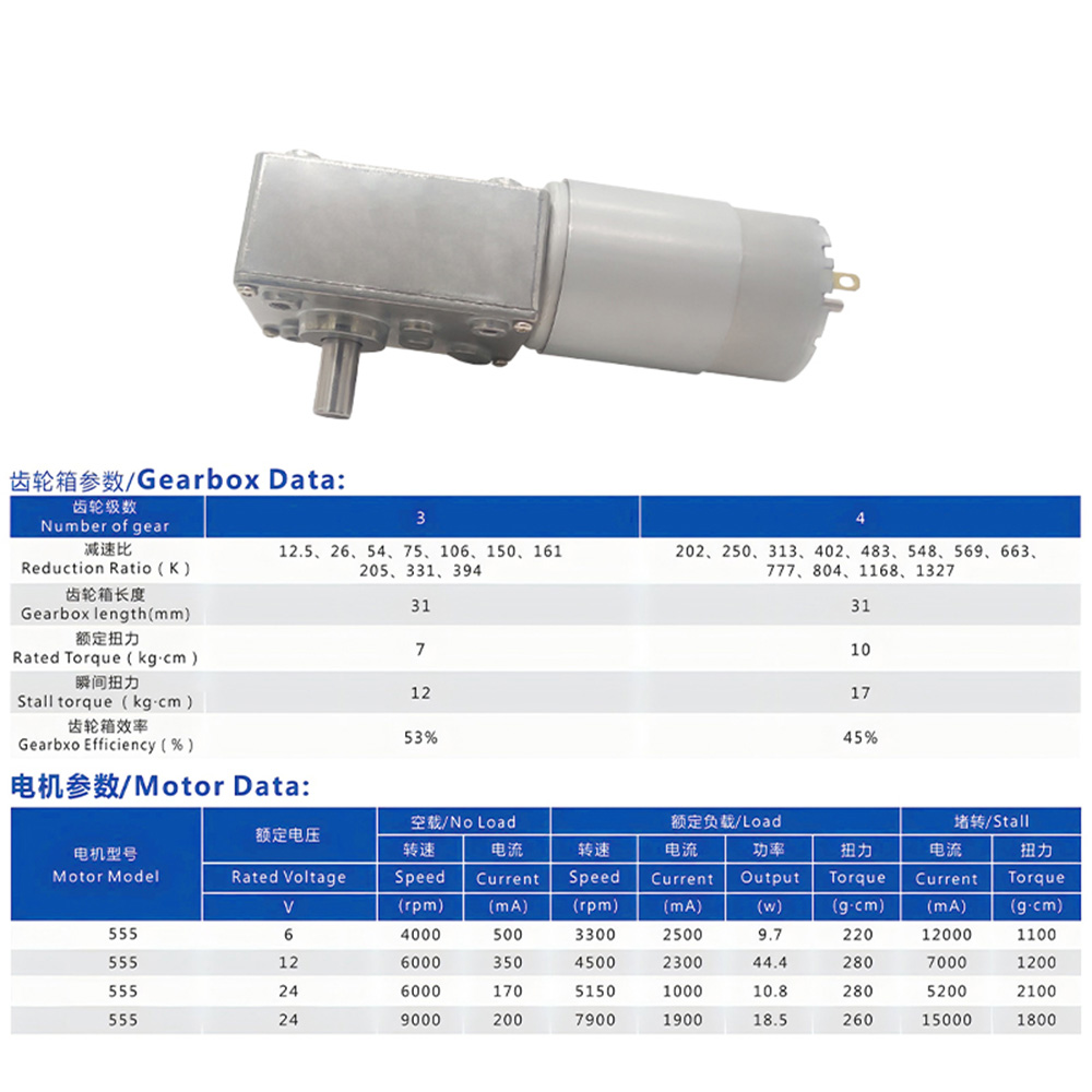 58SGM555(545) Encoder Reduction Motor High Torque Motor With Encoder Turbine Worm Motor 12v-24