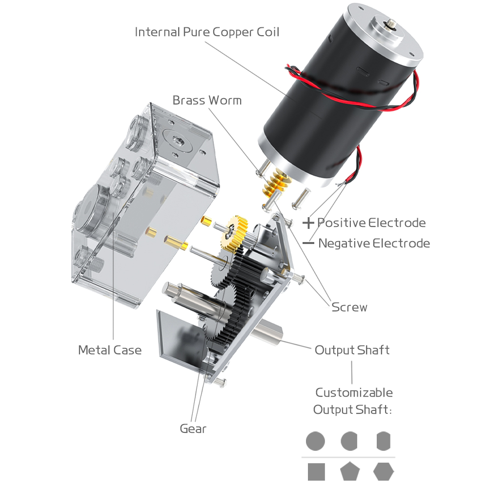 5840-31ZY Worm Gear Motor 12V~24V Adjustable Speed DC Gear Motor Micro Motor Large Torque 100KG.CM