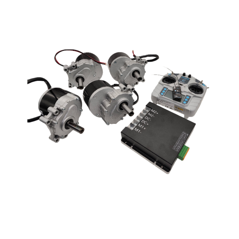 Low Voltage 24V/36V 250W Lawnmower DC Brushed Motor 75 RPM 4 Motors with Driver, Brushed Dual-channel Driver 100A High Current