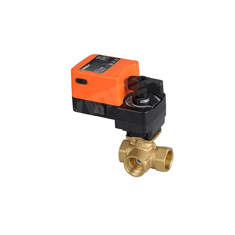 Winvall 6N.m Electric Actuator FCU Motorised Valves Electric Control 3 Way Ball Valve 220VAC Three Way Motorize Brass Ball Valve