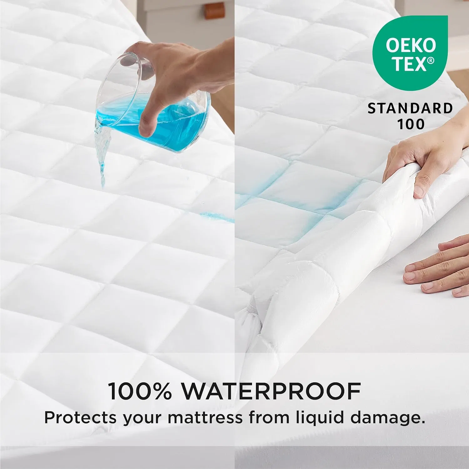 Protetor de Colchão Impermeável Almofadado Protetor de Colchão Respirável para Cama