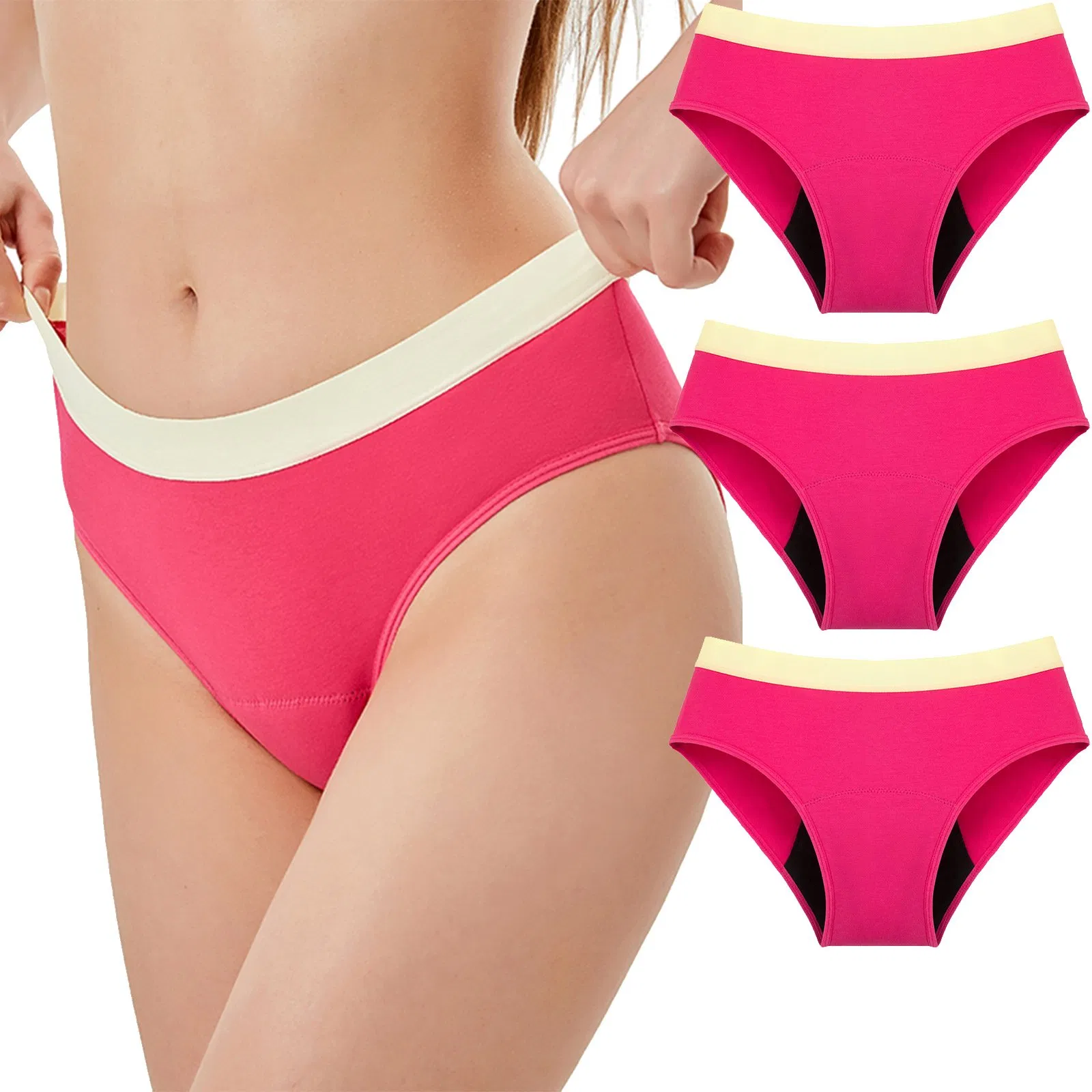 Sistema de Cores para Mulheres Jovens, Roupa Íntima de Algodão Puro, à Prova de Vazamentos para Menstruação, Calcinhas Menstruais para Meninas, Atacado
