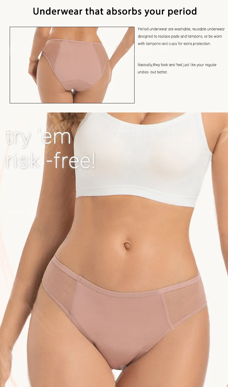 Calcinhas Menstruais Sexy de Malha Alta Absorção