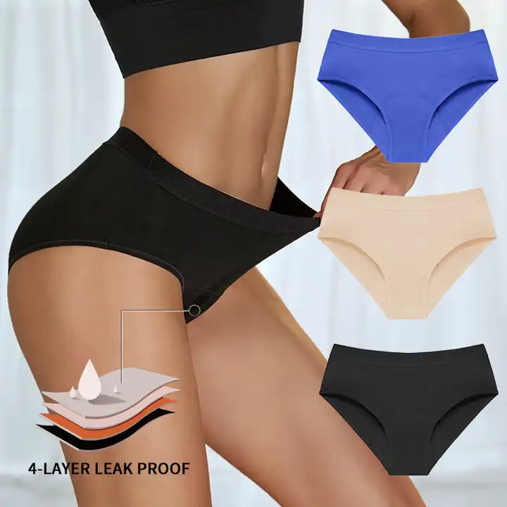 4-Layer Calcinhas Menstruais à Prova de Vazamentos Tamanho Plus Femininas de Bambú