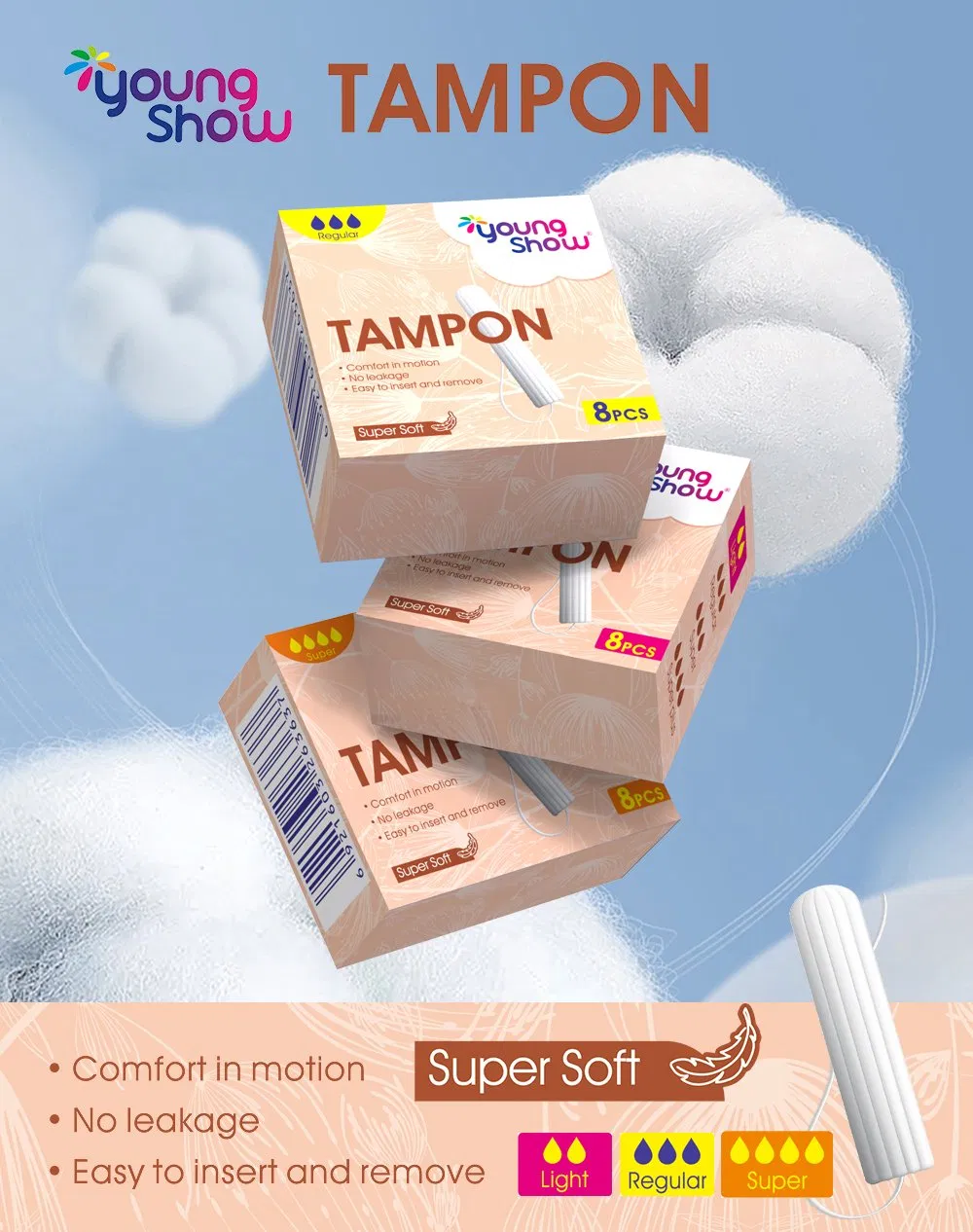 Tampons de Algodão Orgânico - Sem Aplicador com Super Absorção