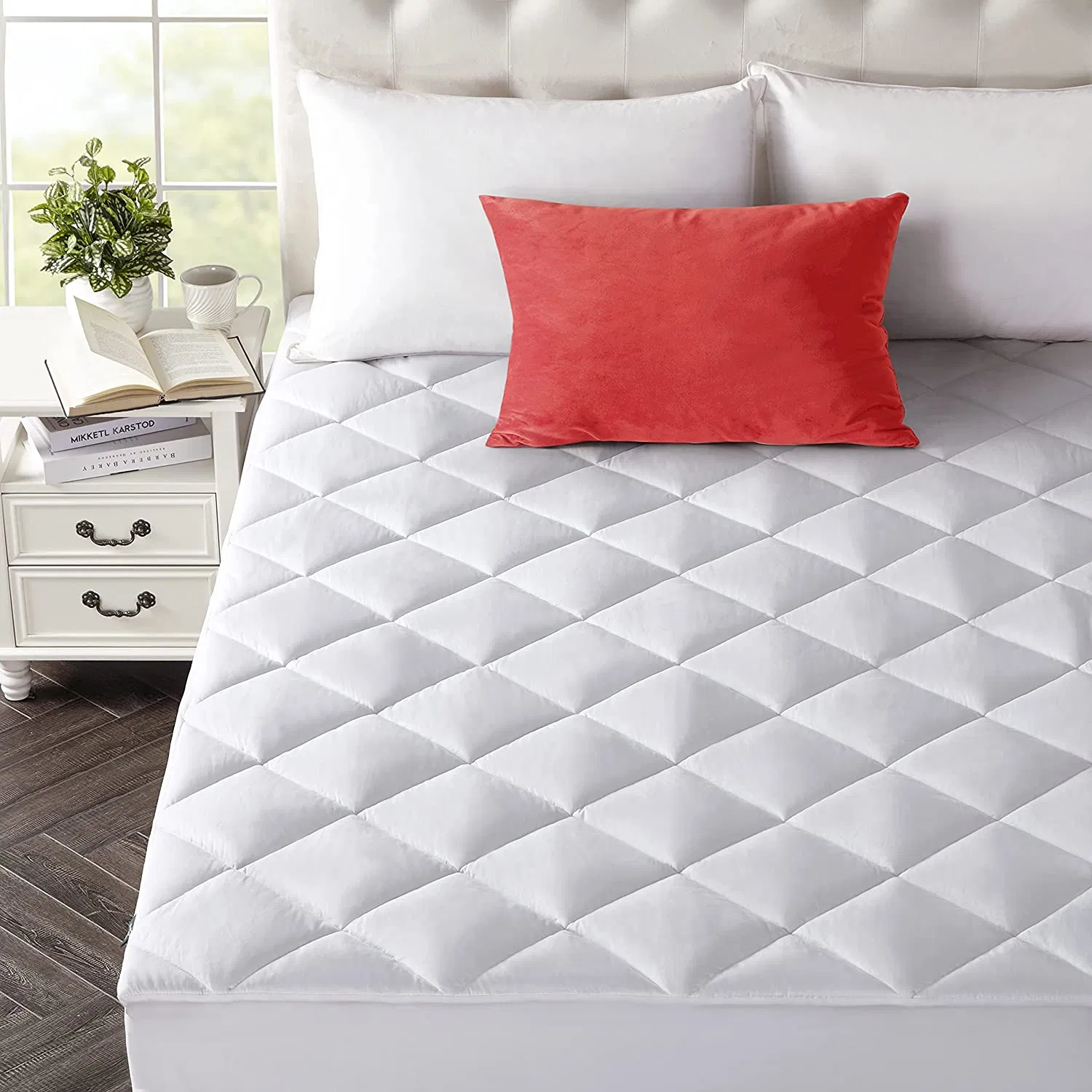 Protetor de Colchão Personalizado em Poliéster Impermeável com Design de Diamante em Quilted para Hotel / Casa com Saia Elástica Tricotada