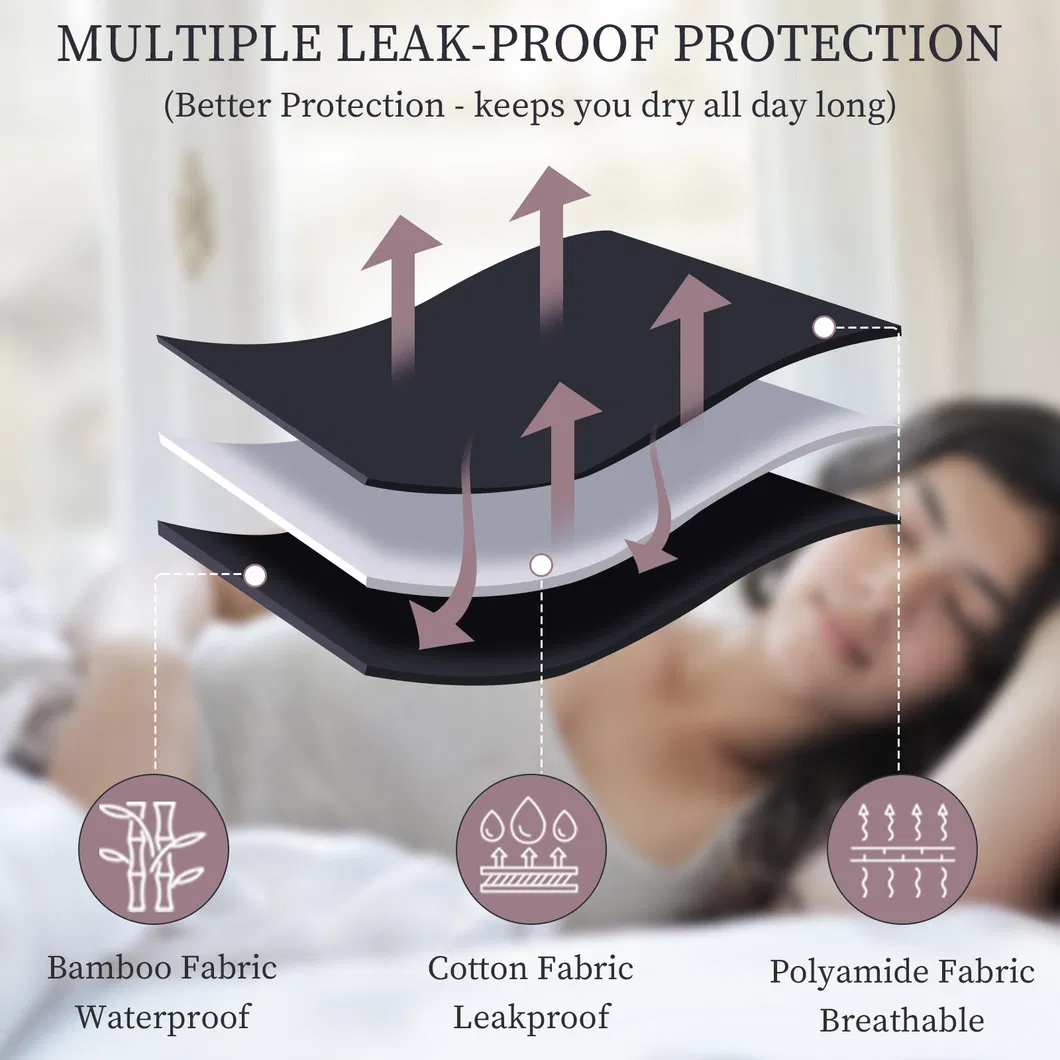 603 4 Camada de Absorção Calça de Bamboo Incontinência à Prova de Vazamento Cueca para Menstruação Noturna Fluxo Pesado Período Calcinhas Menstruais