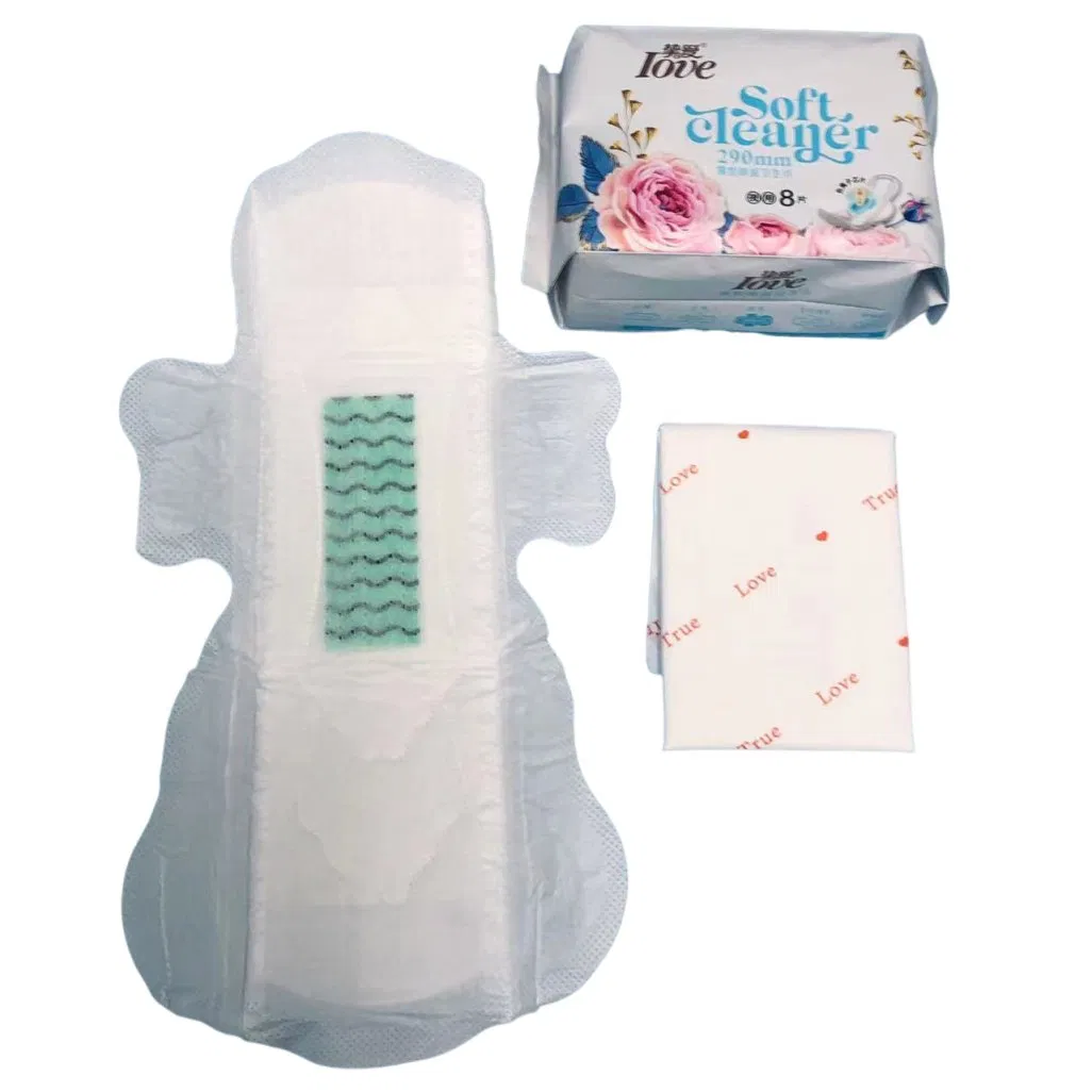 Atacado de Absorventes Higiênicos de Baixo Preço 290mm Absorventes Noturnos para Mulheres
