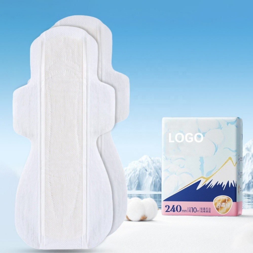 Toalhas Higiênicas de Algodão Puro para Mulheres, Grande Capacidade, Longa Duração, Asas Antiderrapantes, Núcleo de Rápida Absorção