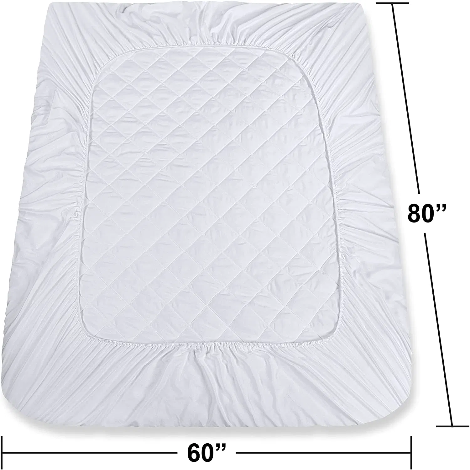 Protetor de Colchão Quilted em Poliéster Impermeável com Design em Diamante para Hotel / Casa com Saia Elástica Tricotada