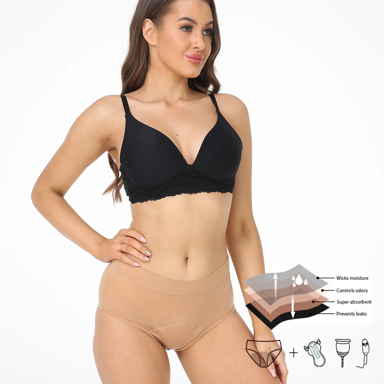 Intiflower mais novo 4 camadas menstrual panties mulheres menstrual biológico macio Períodos de panties