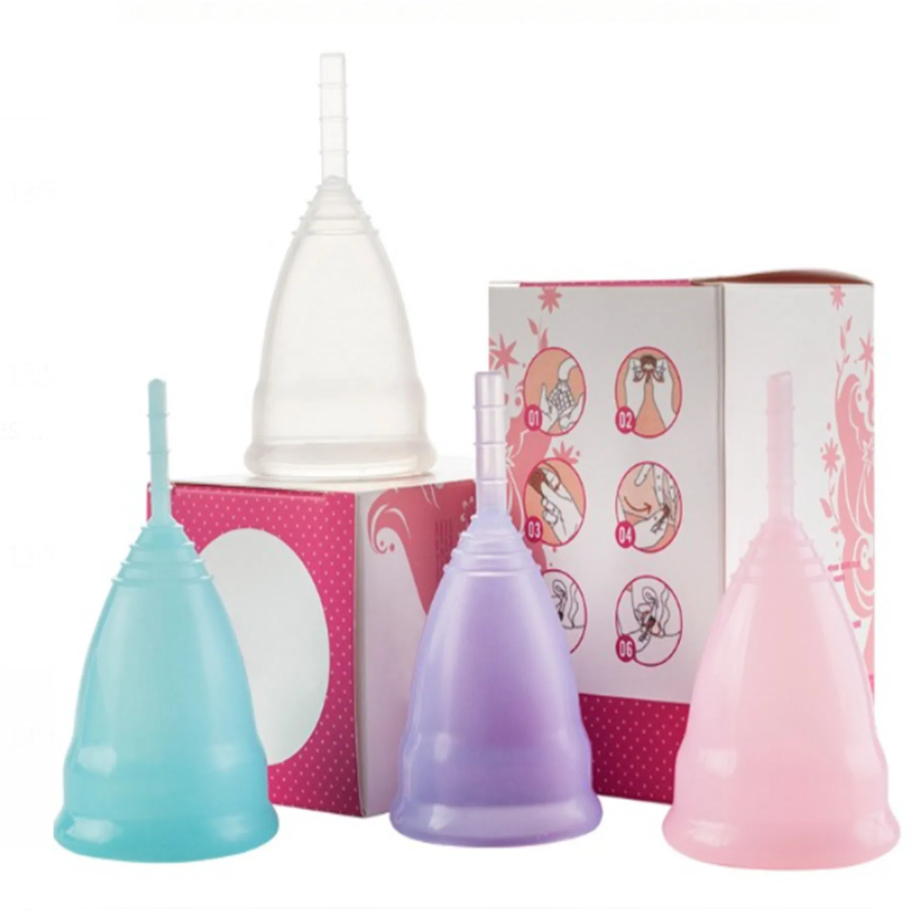 Copa Menstrual de Silicone Orgânica Reutilizável e Dobrável para Mulheres, Grau 100% Atacado