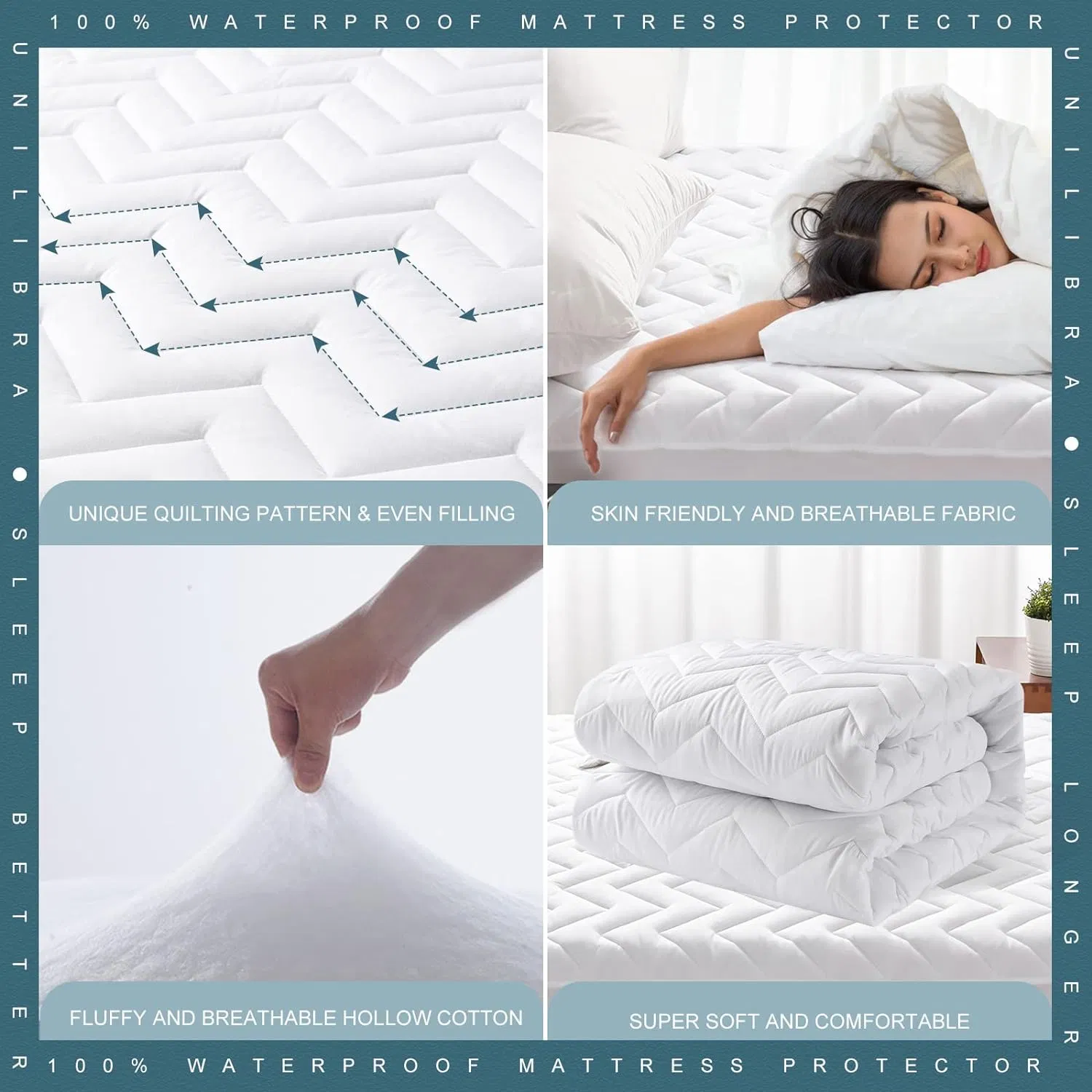Protetor de Colchão Ultra Macio com Enchimento Impermeável Protetor de Colchão Acolchoado para Cama