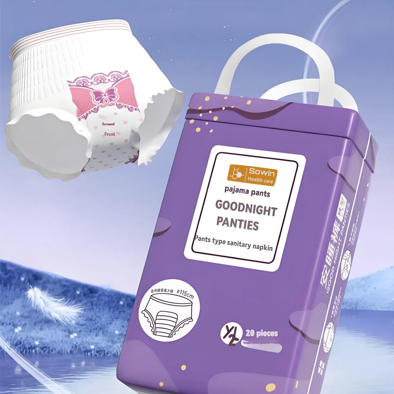Calças menstruais descartáveis para mulheres e homens, calcinhas descartáveis para o período noturno