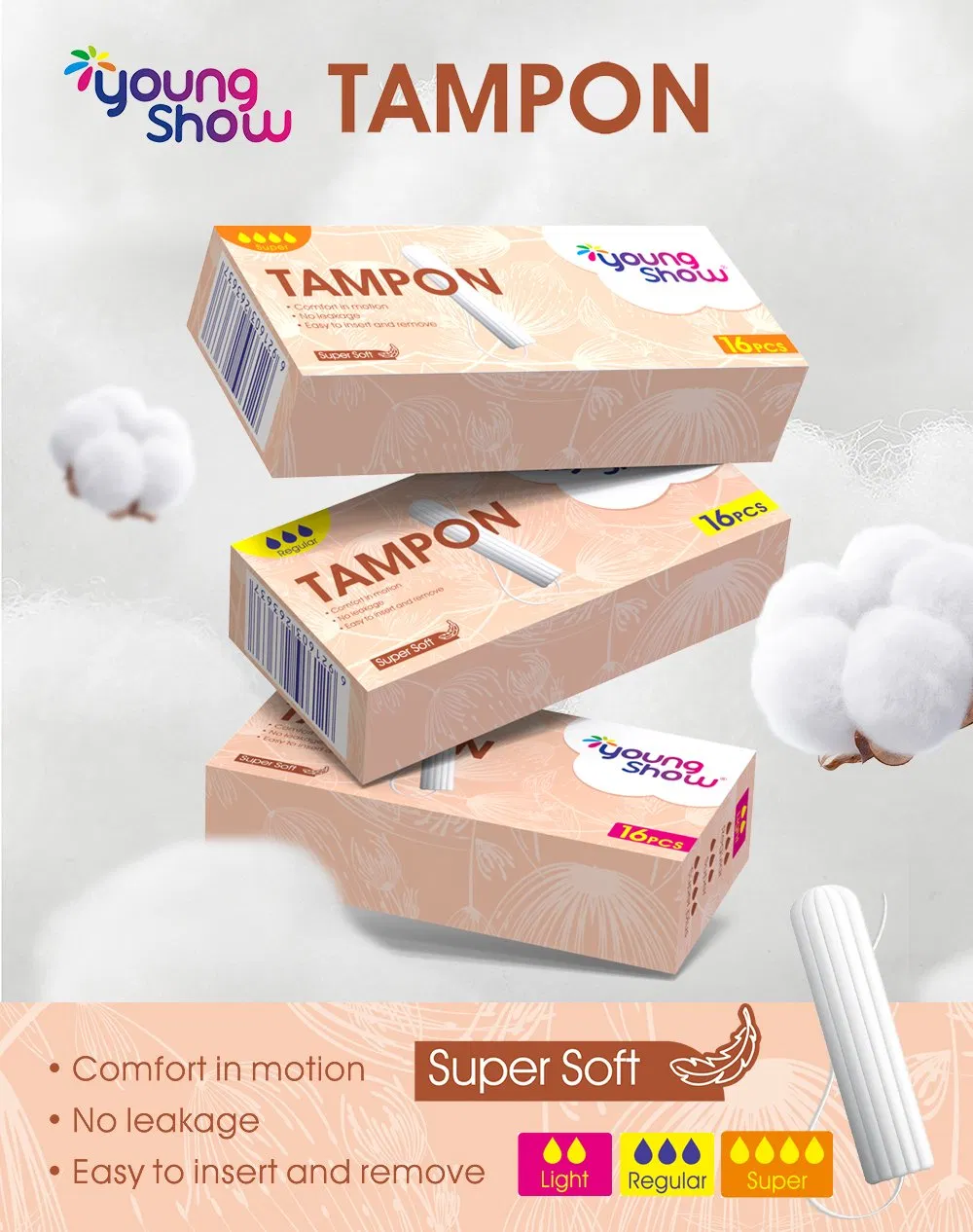 Tampons de Algodão Orgânico - Sem Aplicador com Super Absorção
