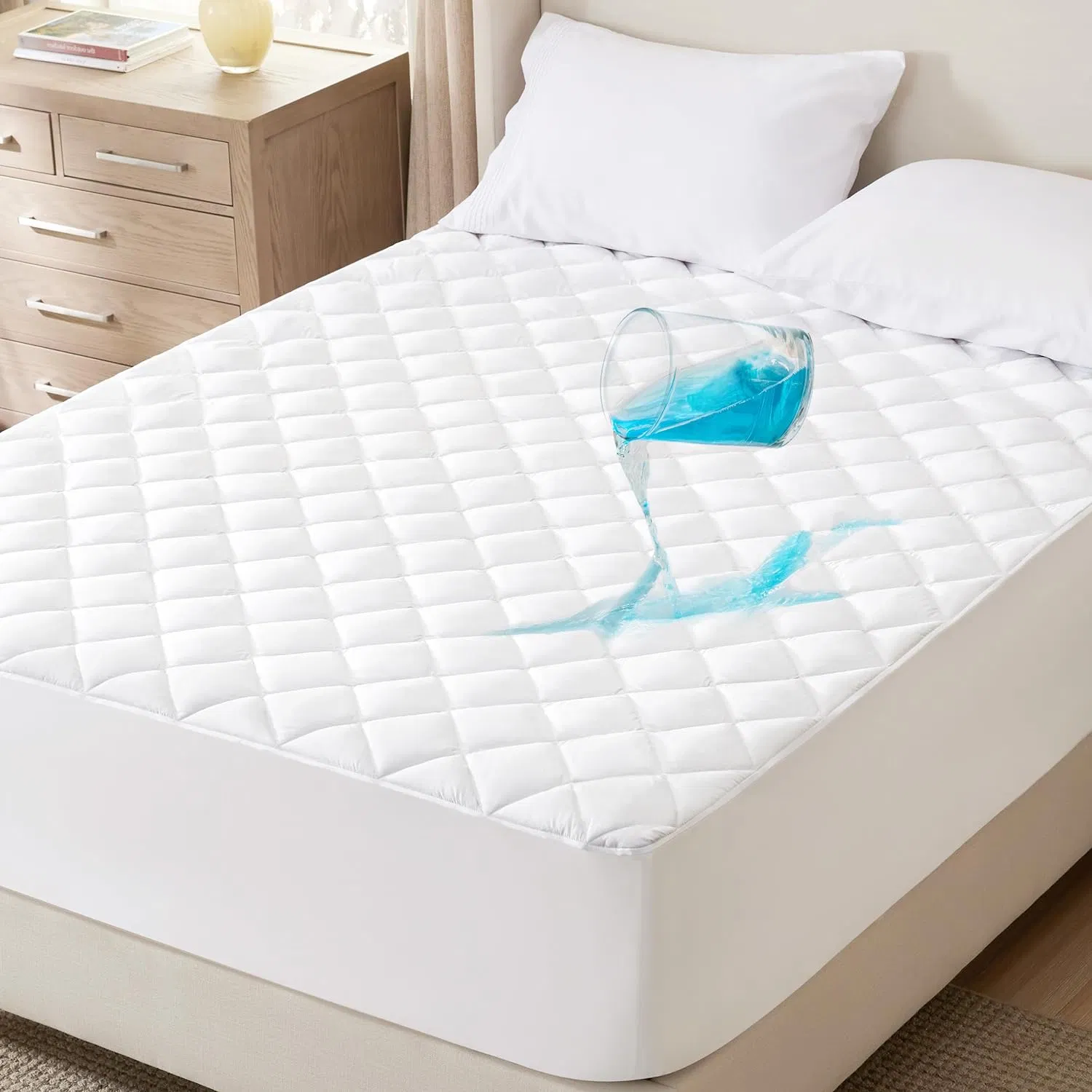 Protetor de Colchão Impermeável Almofadado Protetor de Colchão Respirável para Cama